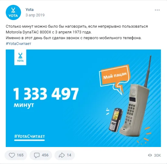 3 апреля День, когда был сделан первый звонок с мобильного