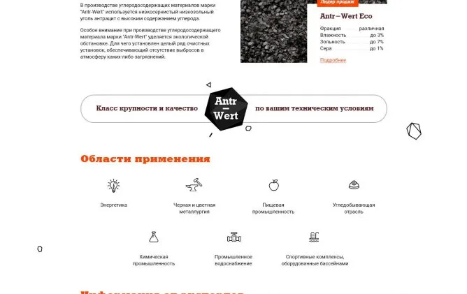 Разработка сайта производителя углеродосодержащих материалов - Портфолио