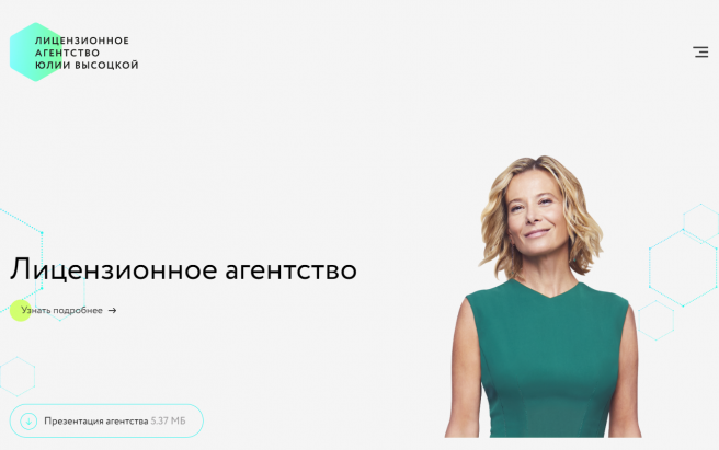 Результат работы по проекту Фирменный стиль для Лицензионного агентства Юлии Высоцкой