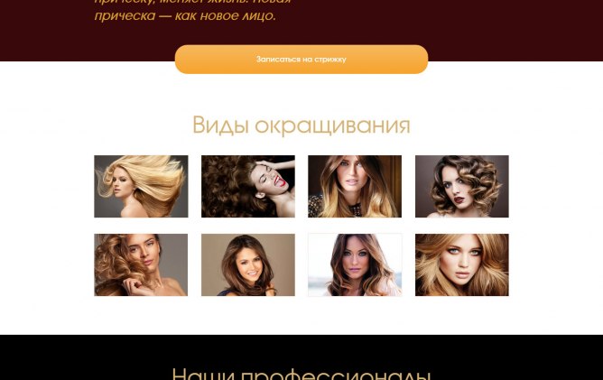 Лендинг пейдж для салона красоты - Портфолио